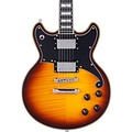 DAngelico Deluxe Series Brighton Solidbody Electric Guitar With USA Seymour Duncan Humbuckers and Stopbar Tailpiece Vintage Sunburst