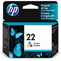 HP 22 Tri-color Ink Cartridge Works with DeskJet D1300, D1400, D1500, D2300, D2400, F300, F2100, F2200, F4100, 3900; OfficeJet J3600, 4315, 5600; PSC 1410; Fax 1250, 3180 Series C9