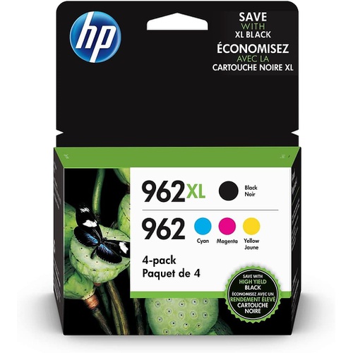  HP 962XL High Yield Black and HP 962 Cyan, Magenta, Yellow Original Ink Cartridges Pack of 4 (3JB34AN)