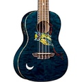 Luna Guitars Owl Quilt Top Concert Acoustic-Electric Ukulele Transparent Blue