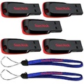 SanDisk Cruzer Blade 32GB (5 pack) USB 2.0 Flash Drive Jump Drive Pen Drive SDCZ50-032G - Five Pack w/ (2) Everything But Stromboli (TM) Lanyard
