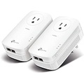 TP Link AV2000 Powerline Adapter 2 Gigabit Ports, Ethernet Over Power, Plug&Play, Power Saving, 2x2 MIMO, Noise Filtering, Extra Power Socket for other Devices, Ideal for Gaming