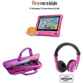 Amazon Fire HD 8 Kids Tablet, 8 HD Display (32 GB, Pink) + Zipper Sleeve (Purple) + Pink PlayTime Bluetooth Headset