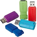 Verbatim 16GB Pinstripe USB 2.0 Flash Drive Retractable Thumb Drive - 5 Pack - Multicolor (Green, Blue, Red, Purple, Cyan)