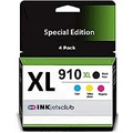 InkjetsClub HP 910XL Black & Color Compatible Ink Cartridges 4 Pack. Works with HP OfficeJet Pro 8015 8018 8020 8022 8024 8025 8028 8035 8035e 8025e Printers (Reads NO Ink Level)