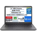 HP Chromebook 14-inch Laptop Computer for Online Class/Remote Work, Intel Celeron N3350, 4 GB RAM, 160GB Space(32 GB eMMC+128GB MemoryCard), Chrome OS, WiFi, Bluetooth, 10 Hrs Batt