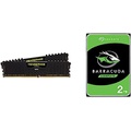 Corsair Vengeance LPX 16GB (2 X 8GB) DDR4 3600 (PC4-28800) C18 1.35V Desktop Memory - Black & Seagate Barracuda 2TB Internal Hard Drive HDD ? 3.5 Inch SATA 6Gb/s 7200 RPM 256MB Cac