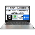 Lenovo 2022 Newest Chromebook 3 14 FHD IPS Touchscreen Anti-Glare Laptop Computer, MediaTek MT8183 8-Core CPU(Up to 2.0GHz), 4GB RAM, 64GB eMMC, Webcam, WiFi, Bluetooth, USB Type-C