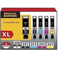 INKjetsclub Canon PGI250 XL & CLI251 XL Compatible Replacement Ink Cartridges 5 Value Pack. Works Great with Canon PIXMA MX922, MG5520, MG7520 and More Printers (5 Pack Canon PGI 250 Ink)