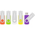 5 X 16GB USB Flash Drive, Exmapor USB Swivel Thumb Drives Bulk Storage Memory Stick LED Indicator, Orange/Green/White/Yellow/Purple (5PCS Mix Color, 16GB)