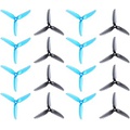 16pcs HQProp 5x4.3x3V2S Tri-Blade Propeller 5 Inch Props for RC FPV Drone Quadcopter (Blue & Grey)
