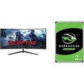 Sceptre 30-inch Curved Gaming Monitor, Metal Black & Seagate Barracuda 2TB Internal Hard Drive HDD ? 3.5 Inch SATA 6Gb/s 7200 RPM 256MB Cache 3.5-Inch ? Frustration Free Packaging