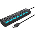 barsone Multi Port USB Hub Splitter, 7-Port USB 2.0 Hub for Laptop, USB Port Expander with On/Off Individual Switch Compatible for All USB Device