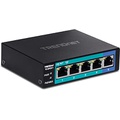 TRENDnet 5-Port Unmanaged Gigabit PoE+ Switch, 4 x Gigabit PoE+, 1 x Gigabit Port, 10Gbps Switching Capacity, 35W PoE Power Budget, Metal Network Ethernet Switch, Fanless, Black, T