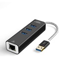 CableCreation 3-Port USB 3.0 Hub with Ethernet Adapter 10/100/1000 Mbps Gigabit Compatible with Windows PC, Laptop, MacBook Pro,USB Flash Drives etc, Aluminum Black