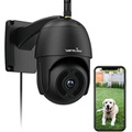wansview Security Camera Outdoor, 1080P Pan-Tilt 360° Surveillance Waterproof WiFi Camera, Night Vision, 2-Way Audio, Smart Siren, SD Card Storage&Cloud Storage, Works with Alexa W
