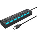L'aise vie Multi Port USB Splitter, 7 Port USB 2.0 Hub, USB A Port Data Hub with Independent On/Off Switch and LED Indicators, Lights for Laptop, PC, Computer, Mobile HDD, Flash Drive and Mor