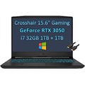 MSI Crosshair 15 15.6 144Hz (Intel 8-Core i7-11800H, 32GB RAM, 1TB PCIe SSD + 1TB HDD, RTX 3050), FHD 1080P Gaming Laptop, Webcam, RGB Backlit, Type-C, Wi-Fi 6, IST Computers Cable
