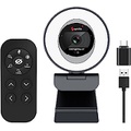 Angetube Zoomable Webcam with Remote, 60FPS 1080P Streaming Webcam with Ring Light Adjustable Brightness 5X Digital Zoom Dual Stereo Mics and Privacy Cover for Zoom/Skype/Teams/Webex, Mac W