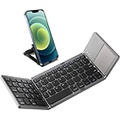 Samsers Multi-Device Foldable Bluetooth Keyboard with Touchpad Rechargeable Dual-Mode(2.4G+BTx2) Wireless Keyboard with Holder, Portable Ultra Slim Folding Keyboard for Android Win