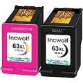INCWOLF Remanufactured Ink for 63XL 63 Black and Color Combo Pack to use with OfficeJet 3830 3831 Envy 4520 4512 Officejet 4650 5255 5220 Deskjet 1112 3634 3639 3632 (1 Black, 1 Co