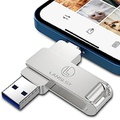 LANSLSY 256GB Flash Drive for iPhone Photo Stick ,iPhone Flash Drive USB 3.0 External Storage ,3 in 1 iPhone Thumb Drive Memory Stick for iPhone/iPad/Android/PC/Mac (256GB, Silver)