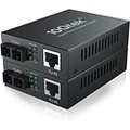 10Gtek Gigabit Ethernet Media Converter, Single Mode Dual SC Fiber, 1000Base-LX to 10/100/1000Base-Tx, up to 20km, Pack of 2