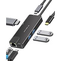 USB C Hub Ethernet HDMI Adapter SwitchFlux 6-in-1 USB Type C Multiport Adapter with 4K USB C to HDMI,1Gbps Ethernet,2 USB 3.0,5Gbps USB-C Data,100W PD for MacBook Pro/Air,iPad Pro/