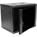 NavePoint 9U Deluxe IT Wallmount Cabinet Enclosure 19-Inch Server Network Rack with Locking Glass Door - Black