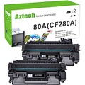 Aztech Compatible Toner Cartridge Replacement for HP 80A CF280A 80X CF280X for HP Pro 400 M401A M401D M401N M401DNE MFP M425DN Printer Ink (Black, 2-Pack)