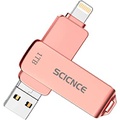 SCICNCE USB 3.0 Flash Drive 1TB Intended for iPhone, USB Memory Stick External Storage Thumb Drive Photo Stick Compatible with iPhone, Android and Computer (Rose Gold)