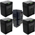 Core SWX Nano Micro 14.8V 147Wh Li-Ion Battery Gold-Mount, 4-Pack with Quad Charger