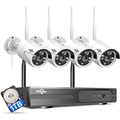 [Expandable 10CH,2K] Hiseeu Wireless Security Camera System with 1TB Hard Drive with One-Way Audio,10 Channel NVR 4Pcs 1296P 3MP Night Vision WiFi Security Surveillance Cameras DC