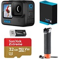 GoPro HERO10 Black, Waterproof Action Camera, 5.3K60/4K Video, 1080p Live Streaming, Starter Bundle with Extra Battery, Floating Hand Grip, 32GB microSD Card, Card Reader