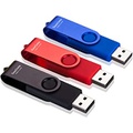 SeeDete 32GB USB Flash Drives, USB Stick, Thumb Drive Rotated Design, Memory Stick with LED Light for External Storage and Backup Data, Jump Drive, 3 Pack 32GB (3 Colors: Black Red