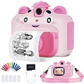 JECAURS Instant Print Digital Kids Camera,Selfie 1080P Video Camera for Kid with 180° Rotating Len,32GB TF Card,Print Paper,Color Pens Set,Rechargeable Toy Camera for 3-12 Years Old Girls
