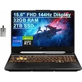 ASUS 2022 TUF A15 15.6 FHD 144Hz Gaming Laptop, AMD Ryzen 7-6800H Processor, 32GB DDR5 RAM, 2TB PCIe SSD, Backlit Keyboard, GeForce RTX 3050Ti 4G, HD Webcam, Win 11, Gray, 32GB Sno