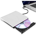Hcsunfly External CD/DVD Drive for Laptop, USB 3.0 Ultra-Slim Portable Burner Writer Compatible with Mac MacBook Pro/Air iMac Desktop Windows 7/8/10/XP/Vista (White)