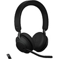 Jabra Evolve2 65 UC Wireless Headphones with Link380a, Stereo, Black ? Wireless Bluetooth Headset for Calls and Music, 37 Hours of Battery Life, Passive Noise Cancelling Headphones