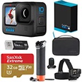 GoPro HERO10 Black, Waterproof Action Camera, 5.3K60/4K Video, 1080p Live Streaming, Bundle with Adventure Kit, Extra Battery, 32GB microSD Card, Card Reader