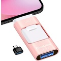 Sunany USB Flash Drive 256GB, Photo Stick Memory External Data Storage Thumb Drive Compatible with Phone, Pad, Android, PC and More Devices (Pink)