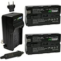 Wasabi Power Battery (2-Pack) and Charger for Sony NP-F330, NP-F530, NP-F550, NP-F570 (L Series) and CN-160, CN-216, CN126 Series & Atomos Ninja V, Shinobi, Shogun 7, BMPCC 6K Pro