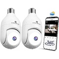 SYMYNELEC Light Bulb Security Camera Outdoor Indoor Waterproof, 4MP 2.4GHz Wireless WiFi Light Socket Security Cam, 360° Rotation Motion Detection Tracking Color Night Vision 2 Way Talk Work