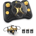 Holyton HT02 Golden Mini Drone for Adult Beginners and Kids, Portable RC Quadcopter with Auto Hovering, 3D Flip, 3 Speed Modes, Headless Mode and 3 Batteries, Emergency Stop, Gift