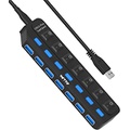 7-Port USB 3.0 Hub Splitter - IVETTO Data USB Hub with Individual Switches for Laptop, PC, MacBook, Mac Pro, Mac Mini, iMac, Surface Pro and More
