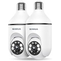 SEHMUA 2K Lightbulb Security Camera Outdoor, 360° Wi-Fi Light Bulb Camera with Wireless Install, Color Night Vision, Motion Detection&Siren Alert, SD&Cloud Storage, Works with Alex