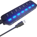 Likorlove USB Hub 3.0 Splitter,7 Port USB Data Hub with Individual On/Off Switches and Lights for Laptop, PC, Computer, Mobile HDD, Flash Drive and More