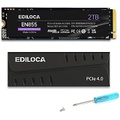 Ediloca EN855 Internal Gaming SSD with Heatsink 2TB PCIe Gen4, NVMe M.2 2280, Up to 7400MB/s, Solid State Drive, Configure DRAM Cache, Compatible with PS5 and PC