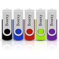 5 X 32GB USB Flash Drives, Bosexy Thumb Drives Swivel Bulk Memory Sticks Pendrive with Led Indicator Mix Color, Black/Blue/Red/Green/Purple (5PCS, 32GB Each)