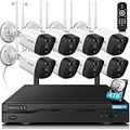 OOSSXX (5.5MP & PIR Detection) 2-Way Audio, Dual Antennas Security Wireless Camera System 3K 5.0MP 1944P Wireless Surveillance Monitor NVR Kits with 4TB Hard Drive, 8Pcs Outdoor WiFi Secu